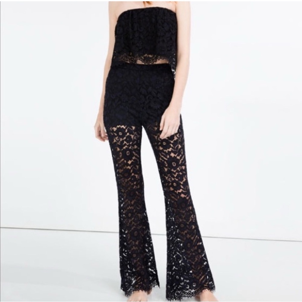 46. Zara Flare Leg Lace Pants Size M